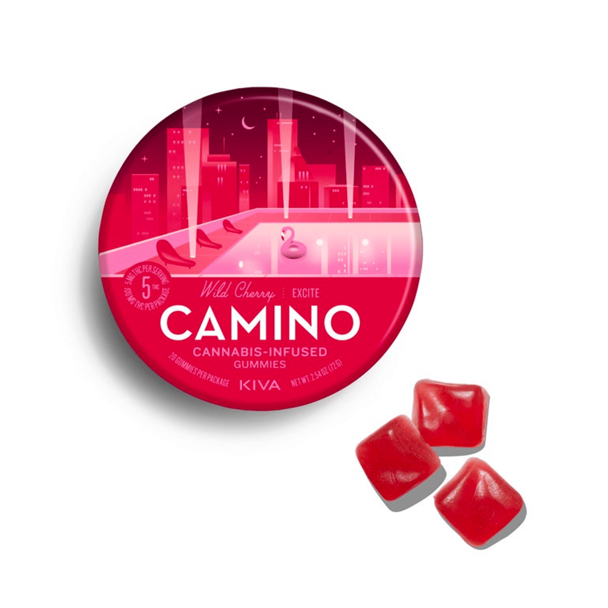 Kiva Wild Cherry Excite Camino Gummies - 20-Pack